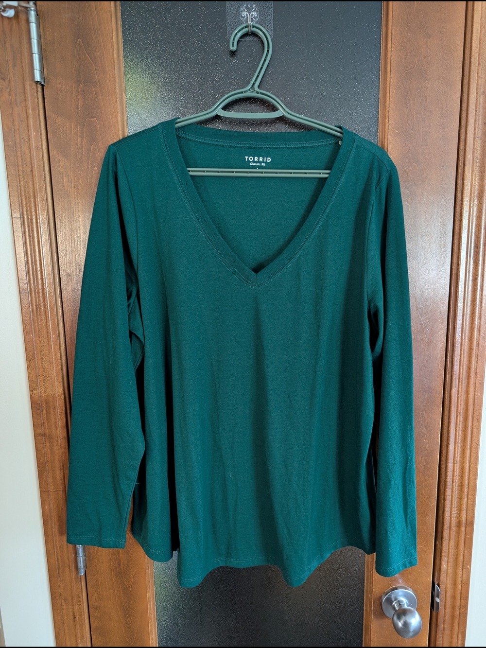 Torrid Women's V-Neck Long Sleeve Top — Deep Green